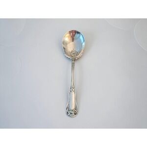 Vintage Art Nouveau Silver Plate Sugar Spoon Floral Lily Scalloped Bowl Serving